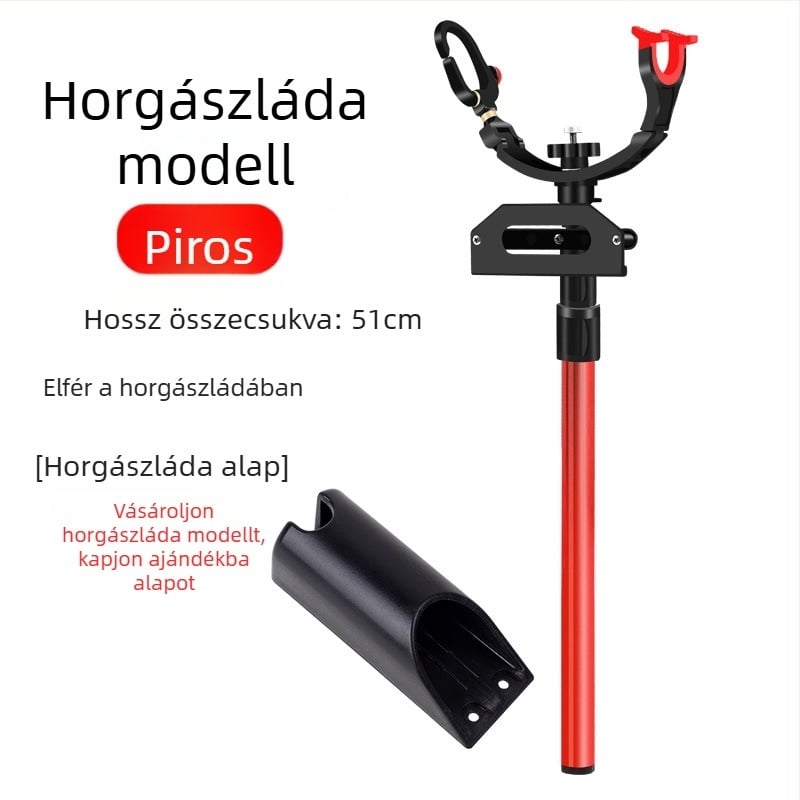 Turret-stílusú horgászbot tartó, összecsukható alumíniumötvözetből, többirányú forgással, tengeri és csónakos horgászathoz