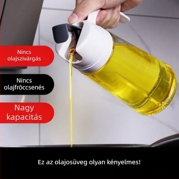 Üvegből készült olajtartó és szószpalack automata nyitás–zárás fedéllel, mérőskálával, szivárgásmentes, konyhai használatra szója- és ecetszószhoz