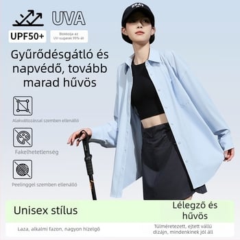 Női UV-védett, könnyű és légáteresztő nyári felső–dzseki