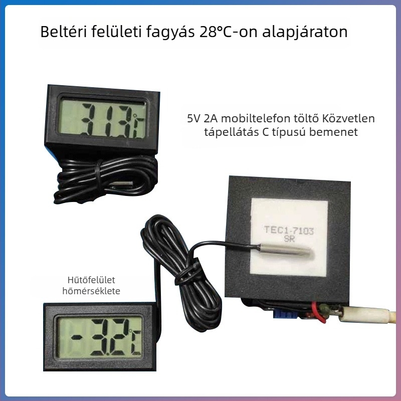 TEC1-7103 félvezető hűtőlap DIY mobiltelefonhoz csendes ventilátorral, 5V