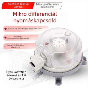 Állítható levegőnyomáskapcsoló mikro-differenciális gázáram-szenzorral és nyomásmérővel
