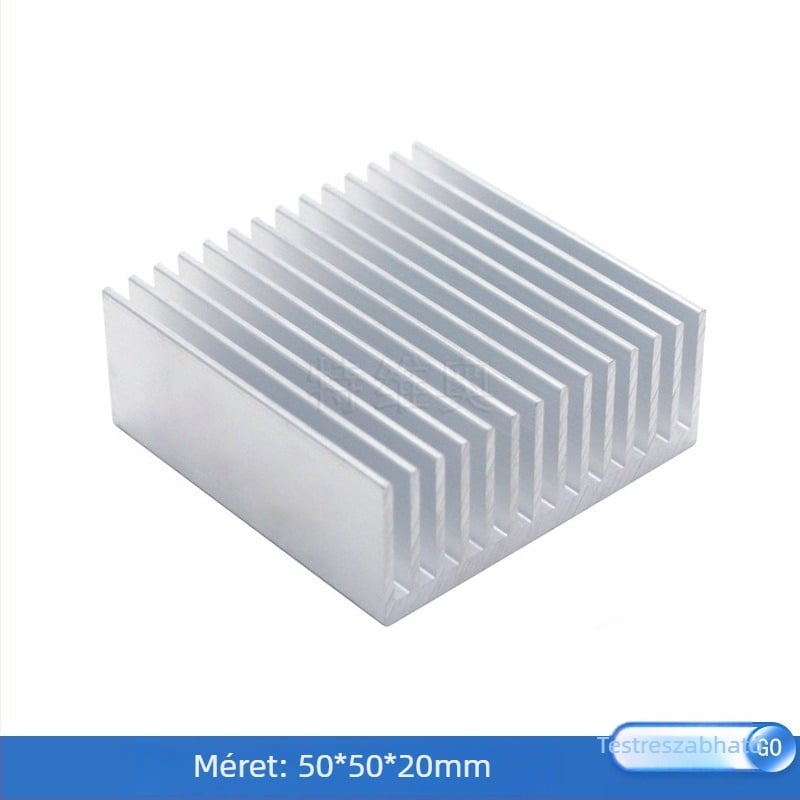 Alumínium hűtő-borda elektronikai eszközökhöz, profil 50×50×20 mm, alumíniumötvözet, hővezetés