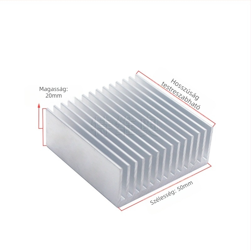 Alumínium hűtő-borda elektronikai eszközökhöz, profil 50×50×20 mm, alumíniumötvözet, hővezetés