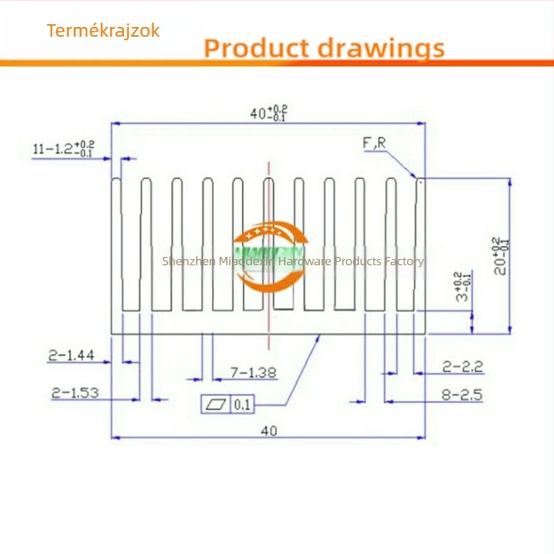 40x40x20 mm-es alumínium hűtő elektronikai chipekhez
