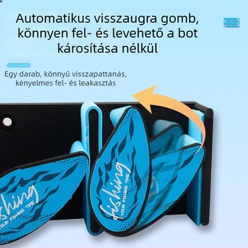 9 lyukú rugós, többfunkciós horgászbot-kiállító állvány, falra szerelhető, fúrás nélkül
