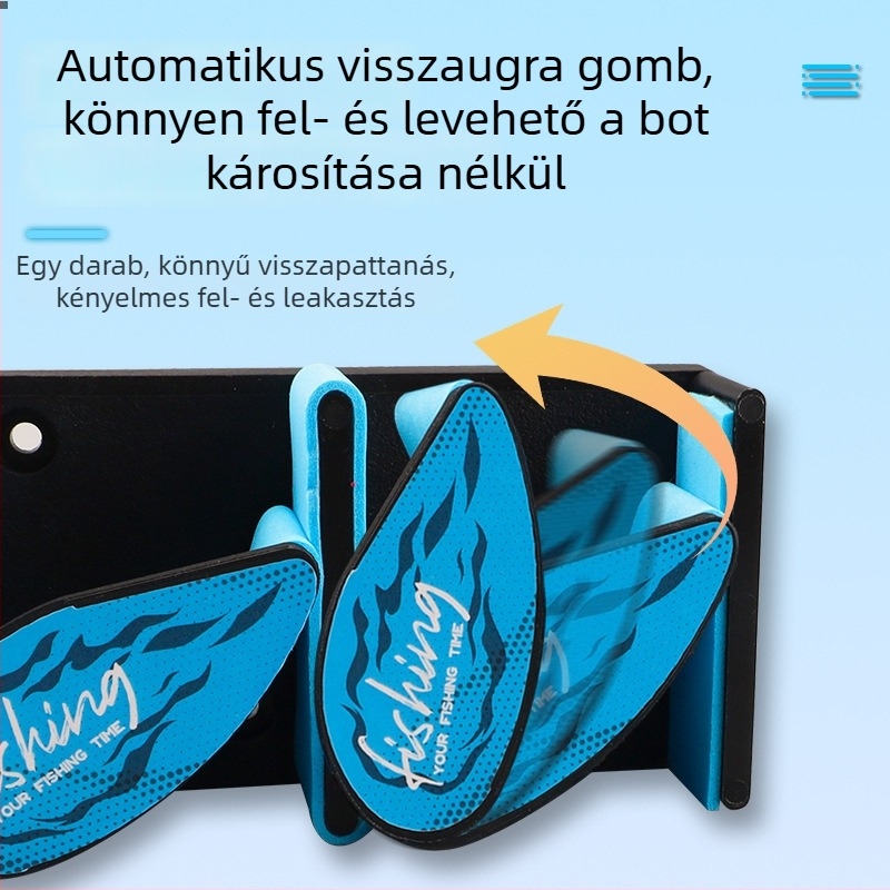 9 lyukú rugós, többfunkciós horgászbot-kiállító állvány, falra szerelhető, fúrás nélkül