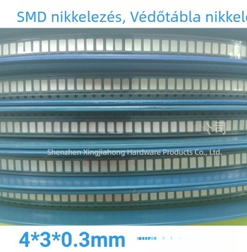 Ponthegesztéshez nikkelezett lemez, 4×3×0.3 mm, mangán acélból nikkelezett; védőlemezek akkumulátorokhoz és LED-ekhez, 20 000 darab