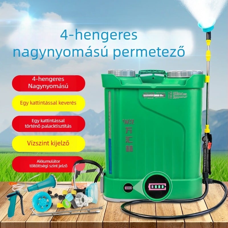 Automatikus elektromos permetező mezőgazdasági felhasználásra, erőteljes négyhengeres, nagy nyomású, multifunkcionális, új modell