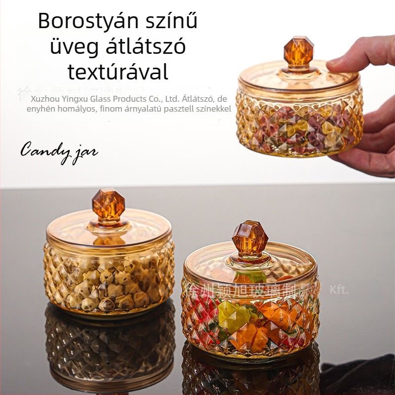 Európai stílusú üvegbonbonos tartó, kristályos dizájn, esküvői díszítő pár, borostyán színű csomagolás