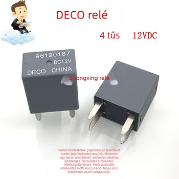 Autóipari relé DECO 96190187, 4 tűs, normálisan nyitott, olajpumpa-relé