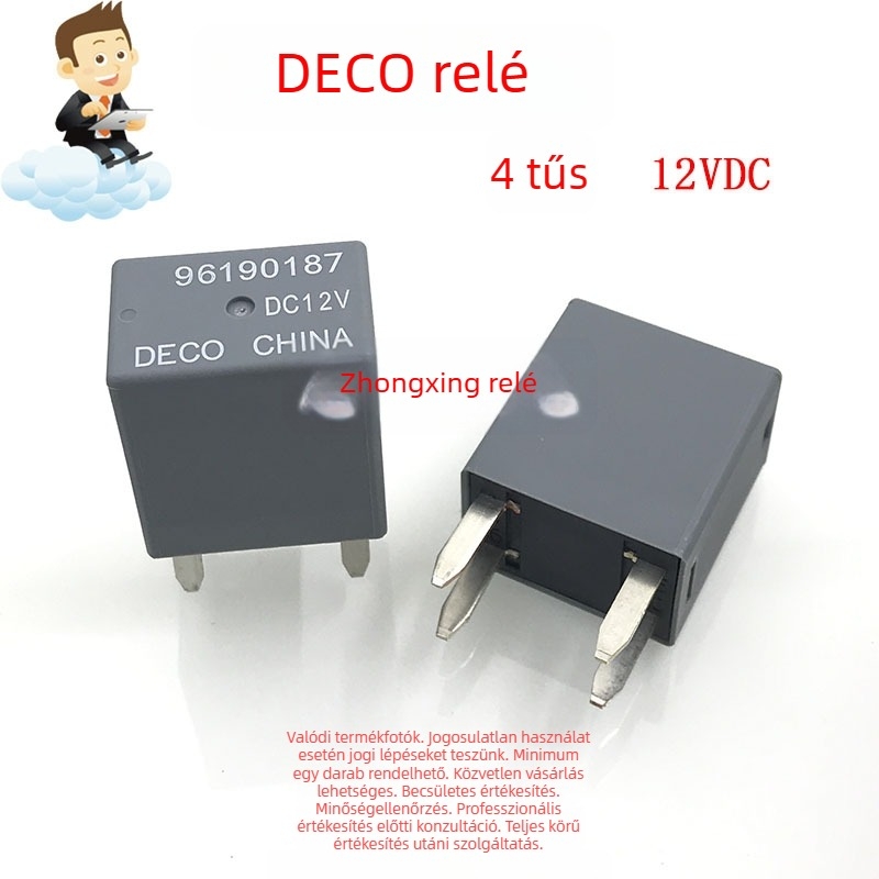 Autóipari relé DECO 96190187, 4 tűs, normálisan nyitott, olajpumpa-relé