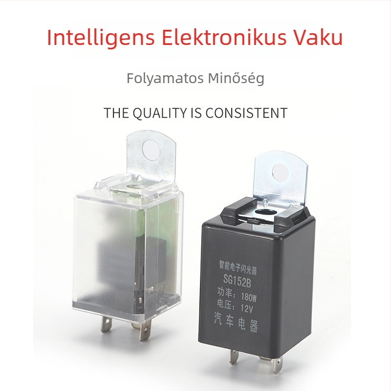 Átlátszó házú autóvillogó relé, intelligens LED-es, 3-pin elektronikus relé
