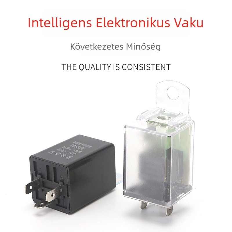 Átlátszó házú autóvillogó relé, intelligens LED-es, 3-pin elektronikus relé