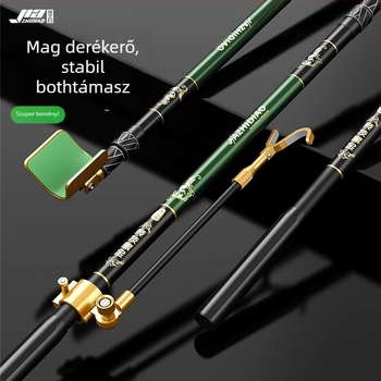 Szénszálas horgászbot-tartó – rövid modell, kompatibilis a horgászdobozhoz, fekete kivitel