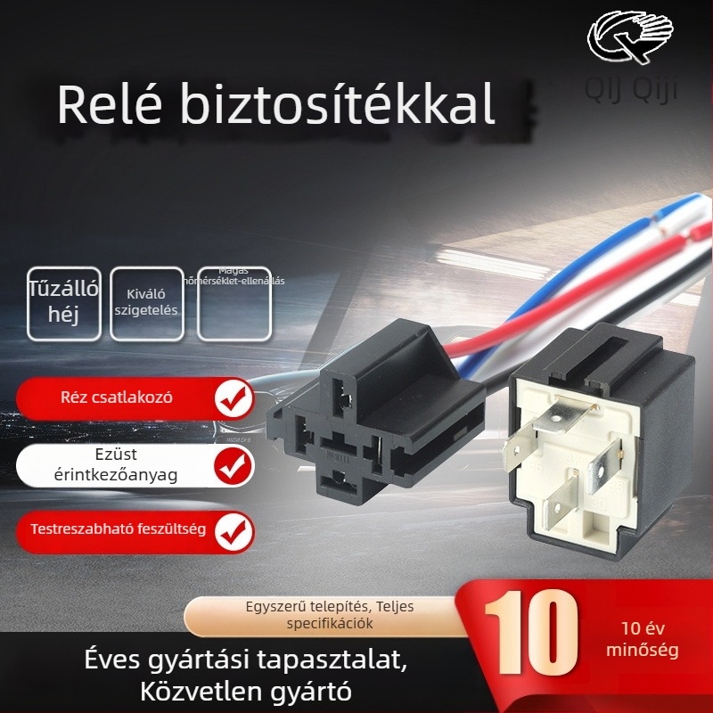DC12V 40A autórelé aljzattal, vízálló, integrált normál nyitott relével és biztosítékkal