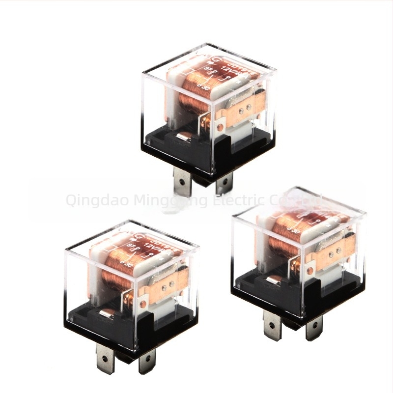 Gépjármű elektromágneses relé, 4- és 5-pontos, 12V/24V, 40A, nagyáramú réz tekercs, DC