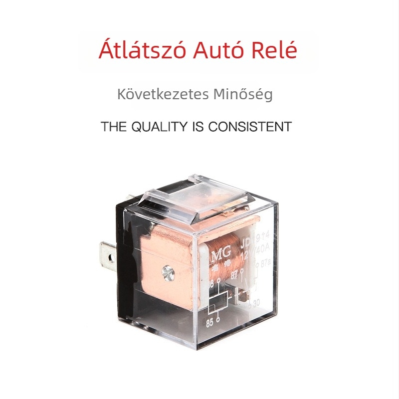 Gépjármű elektromágneses relé, 4- és 5-pontos, 12V/24V, 40A, nagyáramú réz tekercs, DC