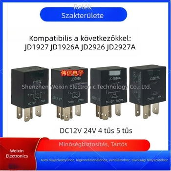 Autórelé JD1926A/1927/2926/2927 klímaberendezéshez, 12V/24V, 4- vagy 5-tűs csatlakozás, 30A/20A