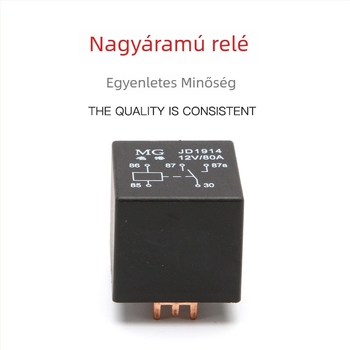 Járművekhez készült nagyáramú elektromágneses relé széles csatlakozókkal, forrasztó áramkörökhöz, 12V/24V, 80A