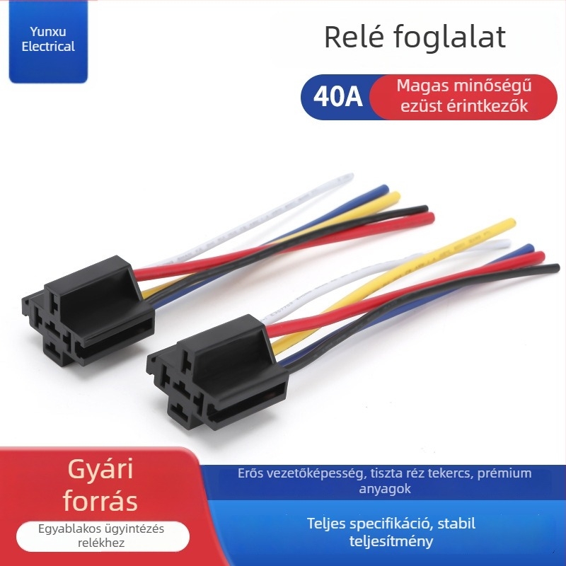 DC12V 40A négypontos autó relé biztosítéktartóval, kompakt háztartási áramkör-panel