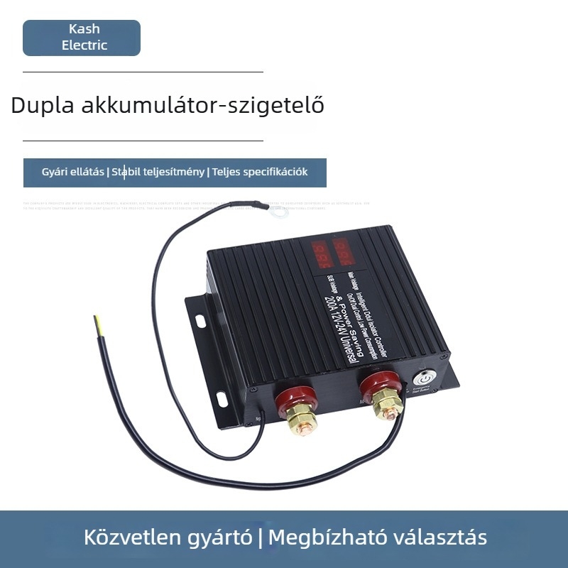 Kétakkumulátoros izolátor intelligens relével, 150A/200A/250A, 12V/24V, RV-hez