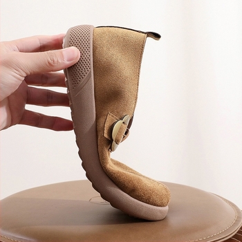 Női velúr cipő fém csattal, nem csúszós talppal, Birkenstock-stílusú, mindennapi viseletre, puha talp