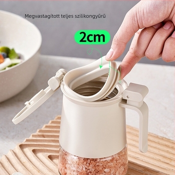 Nedvességzáró üveg fűszerekhez, kanállal és szárítóval, sóhoz, cukorhoz és MSG-hez.