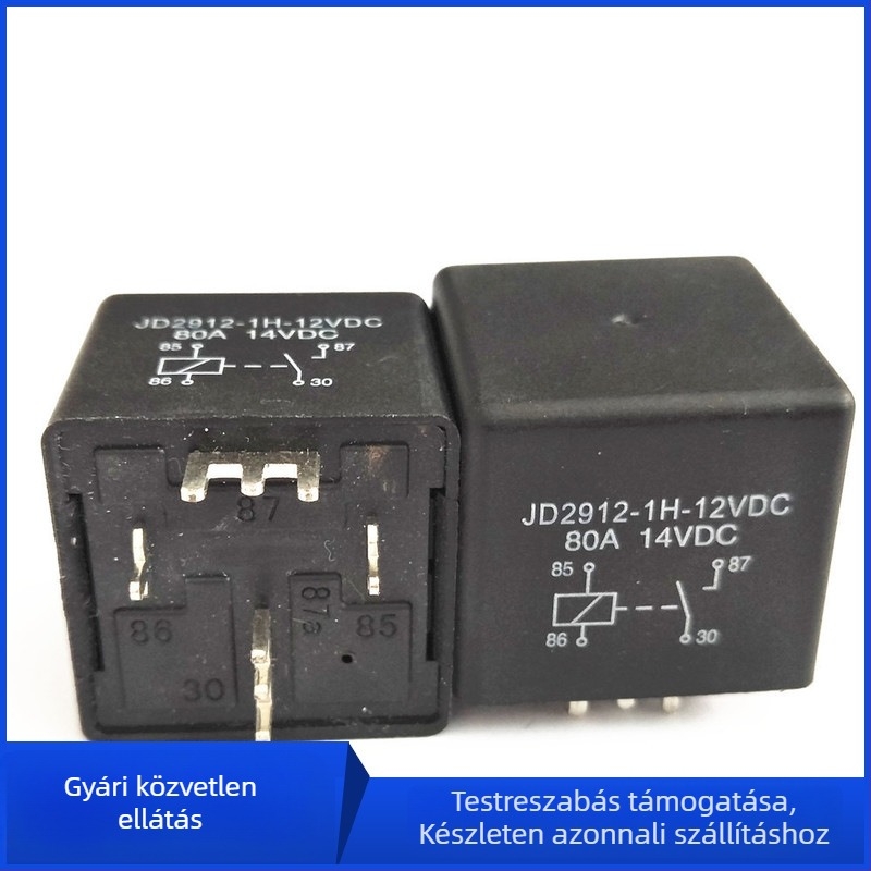 JD2912 80A 12V 4-pontos autórelé PCB-tűkkel