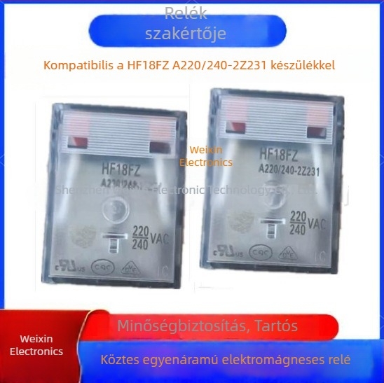 DC elektromágneses relé, 220 V AC, kompatibilis HF18FZ A220/240-2Z231