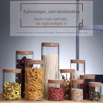 Magas boroszilikát üveg zárható fedéllel – átlátszó tároló cukorra és teának