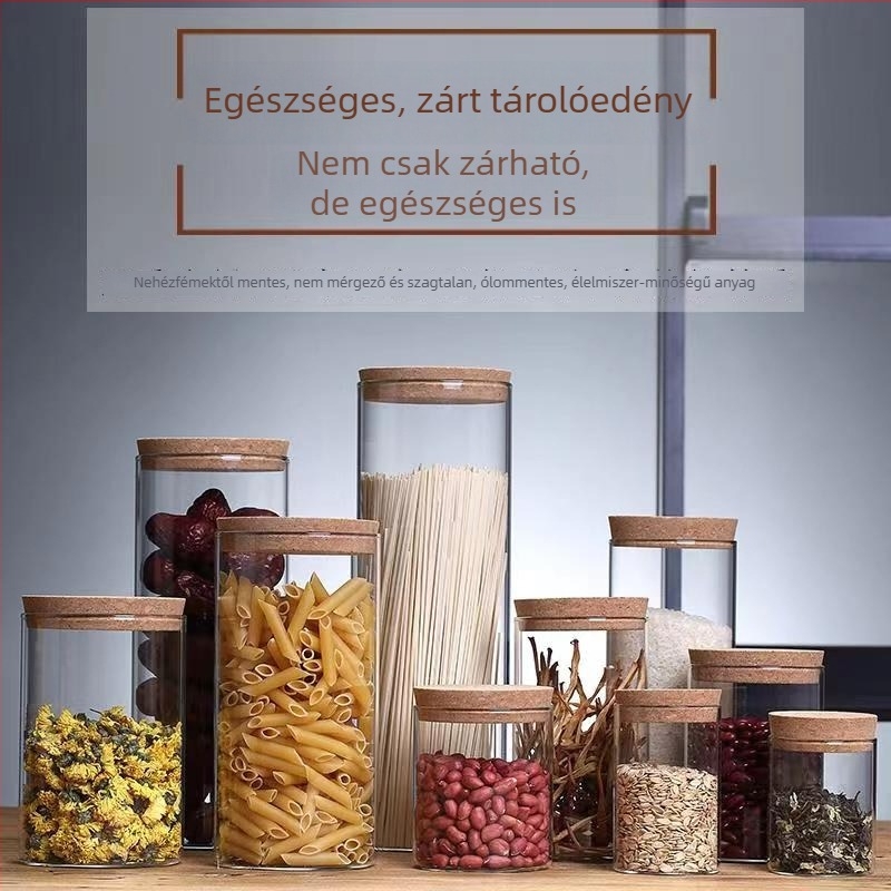 Magas boroszilikát üveg zárható fedéllel – átlátszó tároló cukorra és teának
