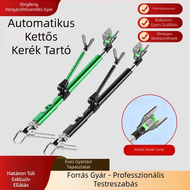 Rozsdamentes acélból készült talajra szerelt horgászállvány automatikus visszatéréssel és kettős görgős fejjel, 180°-ban állítható, nagy halakhoz