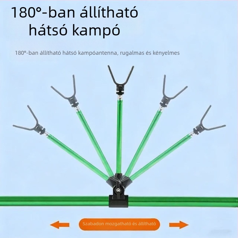 Rozsdamentes acélból készült talajra szerelt horgászállvány automatikus visszatéréssel és kettős görgős fejjel, 180°-ban állítható, nagy halakhoz