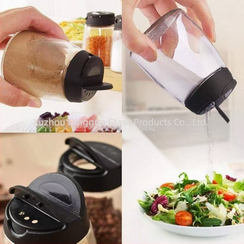 Üveg fűszertartó palack 150 ml, konyhai só és MSG tároló, nedvességzáró zárt edény