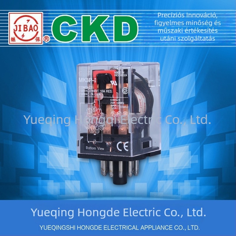 MK3P-I kisméretű elektromágneses közbenső relé, 11 tűs, ezüst érintkezők, tekercsfeszültség 110/220/380 VAC vagy 24 VDC