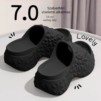 Női magasságot növelő strandpapucs, anti-slip, fekete vastag talppal, 2025 modell, beltéri és kültéri használatra