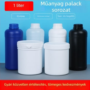 1 L műanyag palack belső kupakkal, 1000 ml műanyag tartály vegyi tintákhoz, élelmiszerbiztonsági zárt por tartály