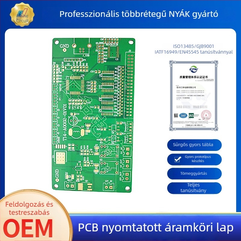 Prototípusra kész PCB merülő arany bevonattal, többrétegű réz alapú