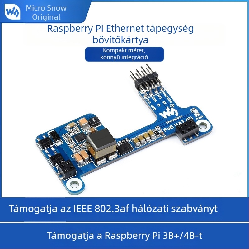 Raspberry Pi PoE Ethernet tápegység bővítőlap 3B+/4B-hez, 802.3af-kompatibilis