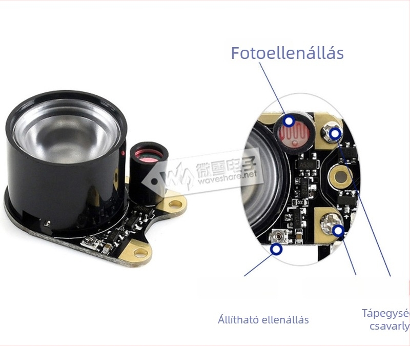 Infravörös LED-panel (B) Raspberry Pi-kamerához — fotóérzékeny IR lámpa, típus B, állítható ellenállással