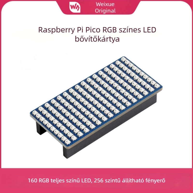 Raspberry Pi Pico RGB LED bővítőpanel, teljes színű, 16×10 RGB LED-ek