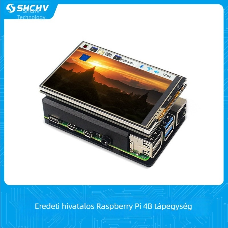 Raspberry Pi 4B alumínium ötvözetből készült tok 3,5 colos érintőképernyővel és kettős ventilátoros hűtéssel