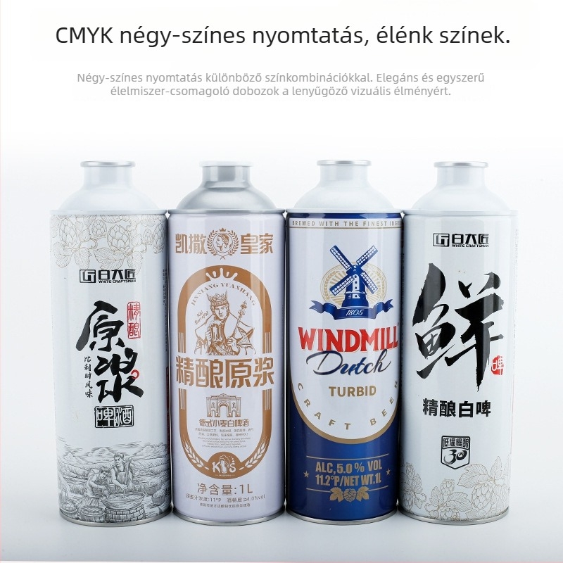 Élelmiszer-minőségű ón-doboz, vastagított, 1 L kapacitású, kerek, lezárt, lapos szájú