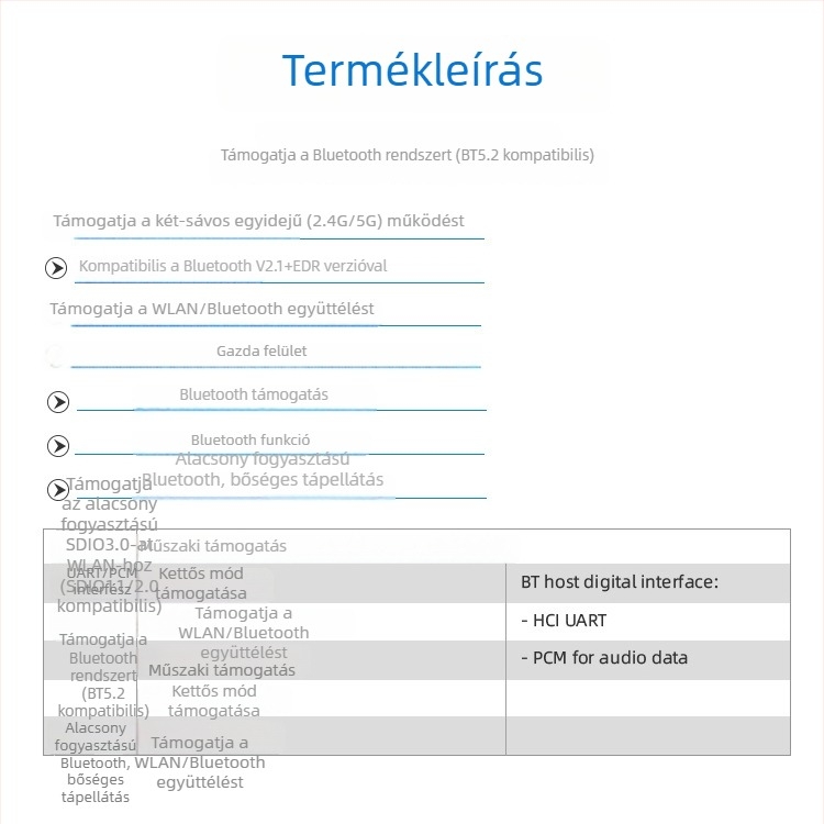 TG8852BS Vezeték nélküli soros kommunikációs vevő modul, alacsony energiafogyasztású, intelligens Wi-Fi és Bluetooth modul