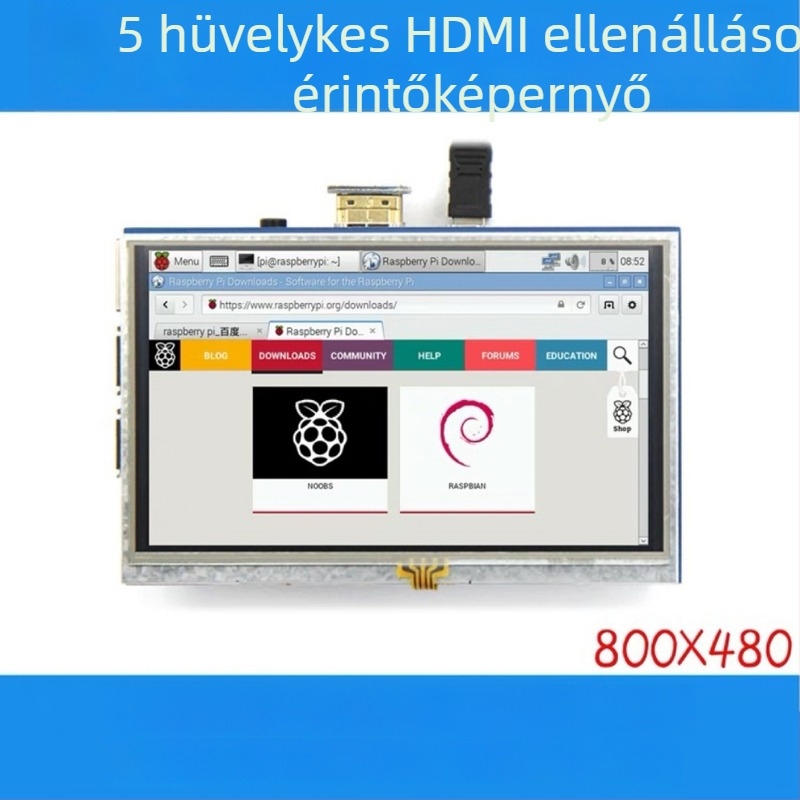 5 hüvelykes HDMI érintőképernyős LCD kijelző Raspberry Pi 3B+/4B-hoz