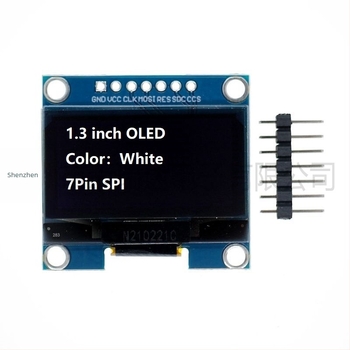 7-pins OLED modul, 1,3 hüvelykes kijelző, 128x64 I2C/SPI, fehér/kék