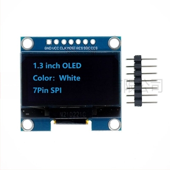 7-pins OLED modul, 1,3 hüvelykes kijelző, 128x64 I2C/SPI, fehér/kék