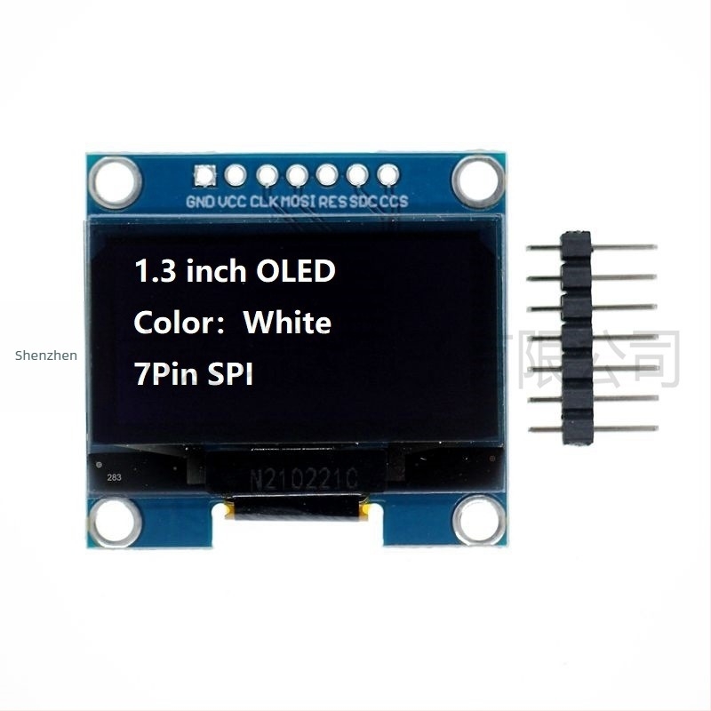 7-pins OLED modul, 1,3 hüvelykes kijelző, 128x64 I2C/SPI, fehér/kék