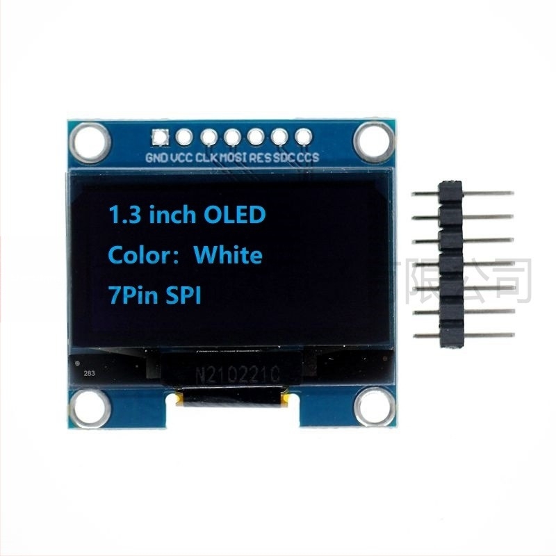 7-pins OLED modul, 1,3 hüvelykes kijelző, 128x64 I2C/SPI, fehér/kék