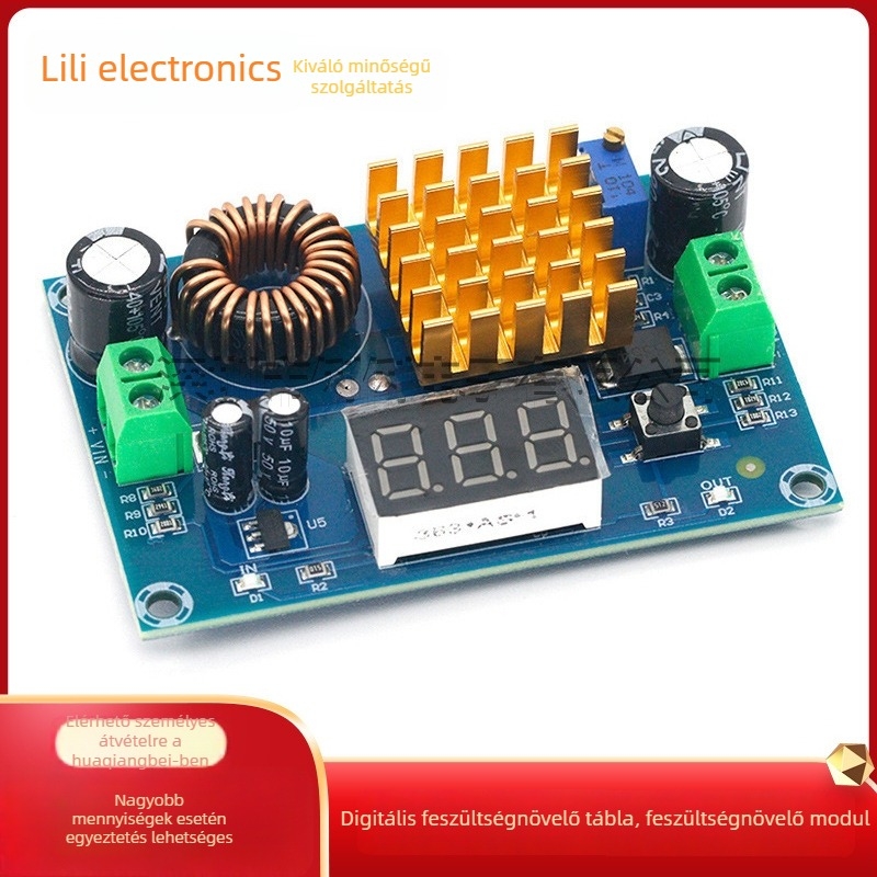 XH-M411 DC-DC boost konverter modul, nagy teljesítményű, kimenet 5-45V, 5A